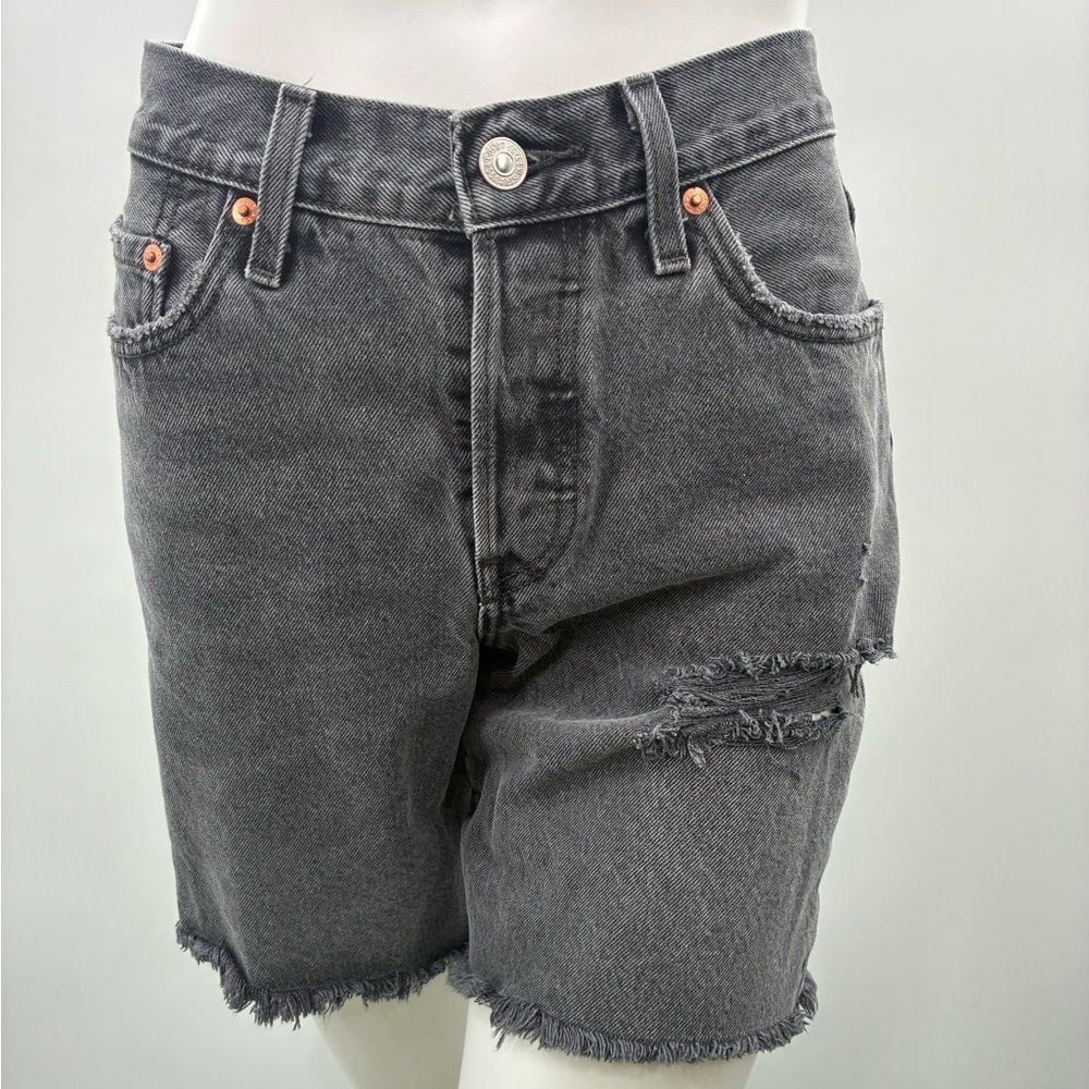 3For$20 Levi's Gray Distressed High-Rise Black Wash  Denim 90's Shorts size 25W